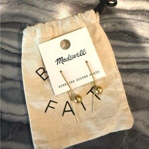 Madewell Gold Ball Drop Threader Earrings